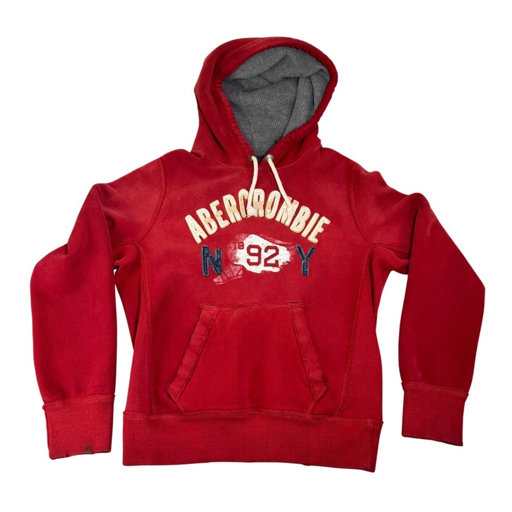 Vintage Y2K Abercrombie & Fitch Mens Small Hoodie Waffle Lined Distressed